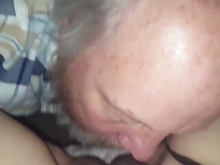 The wife cheated and the old cuckold licks up the cum